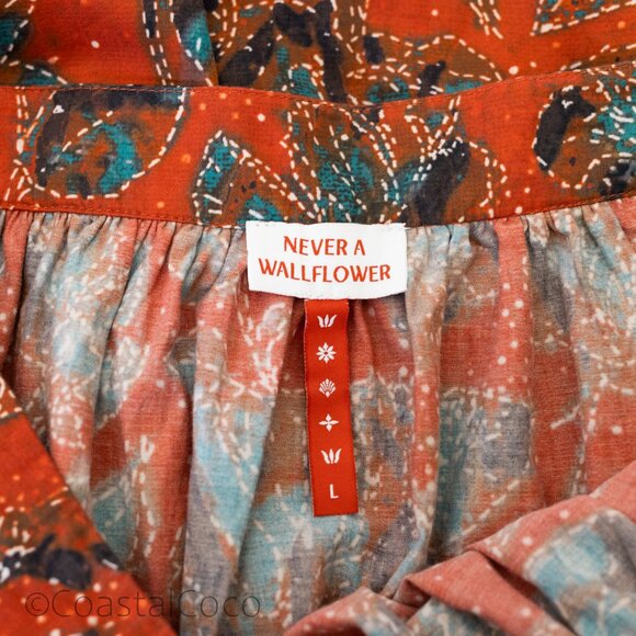 Never A Wallflower Yarrow Maxi Skirt L 100% Cotton Flowy Boho Floral Prairie - Picture 4 of 6